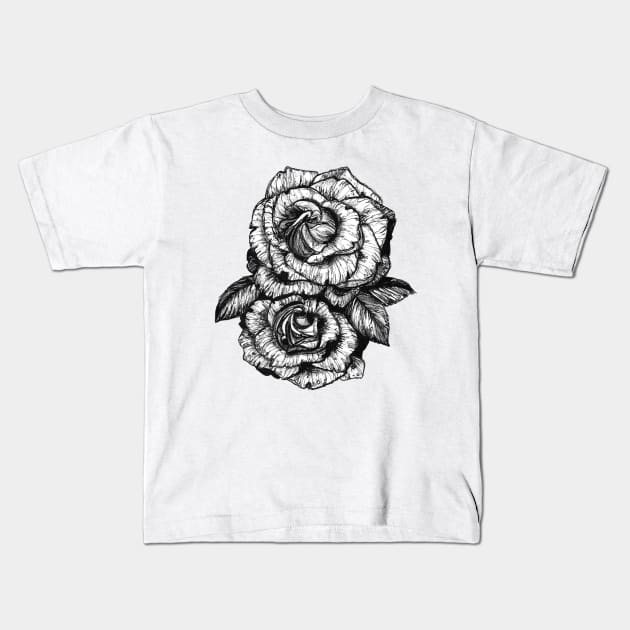 roses in pen and ink Kids T-Shirt by lovefromsirius